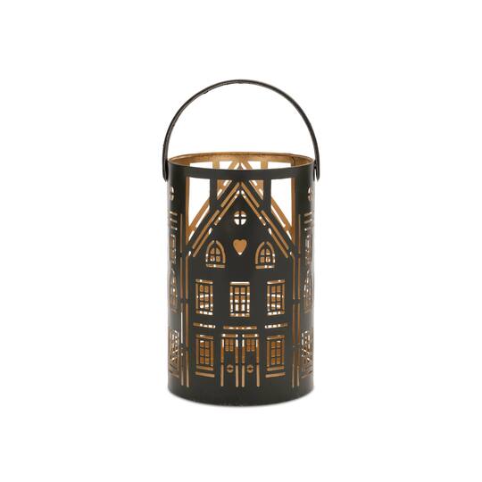 Punched Metal House Lantern Set